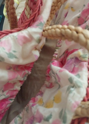 Pembe Bohem hasır  plaj Çantası gerçek hasır - Görsel 5