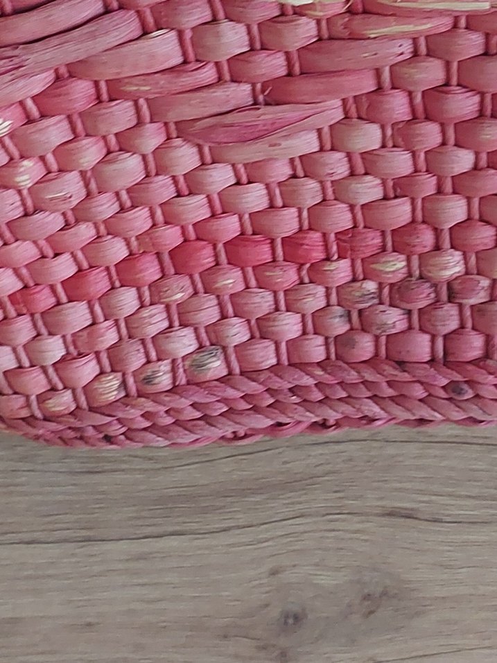 Pembe Bohem hasır  plaj Çantası gerçek hasır - Görsel 3