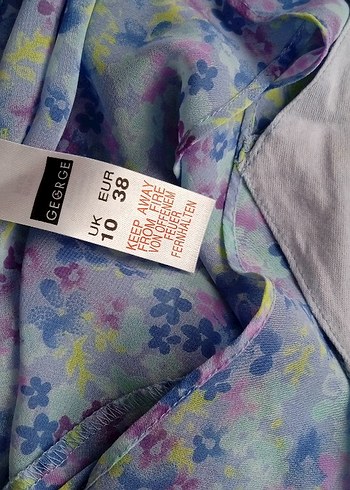 George Mavi Çiçek Desenli Mini Kadın Pijama Takımı beybidoll - Görsel 5