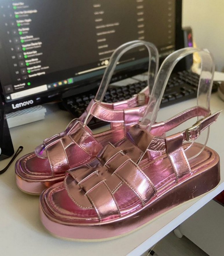 Pembe Platform Topuklu Sandalet - Görsel 3