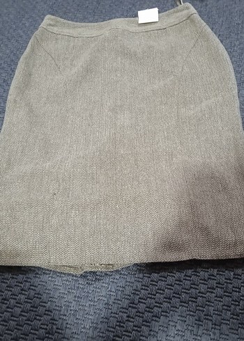 valonlu Kahverengi Midi Etek - Görsel 4