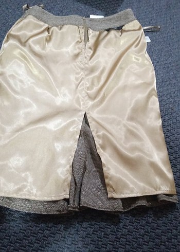 valonlu Kahverengi Midi Etek - Görsel 9