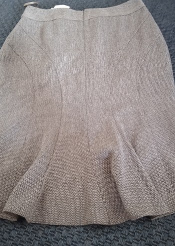 valonlu Kahverengi Midi Etek - Görsel 3