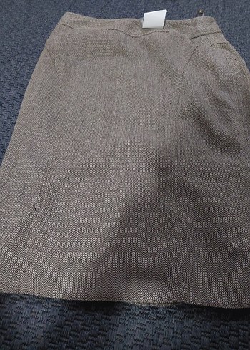 valonlu Kahverengi Midi Etek - Görsel 12