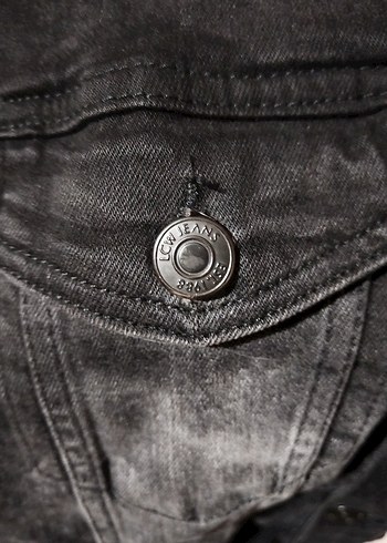 s Beden Düğmeli Siyah Denim Ceket