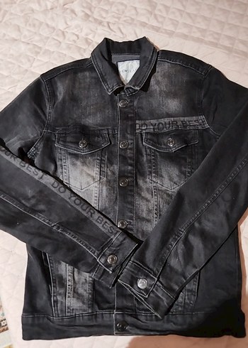 Düğmeli Siyah Denim Ceket