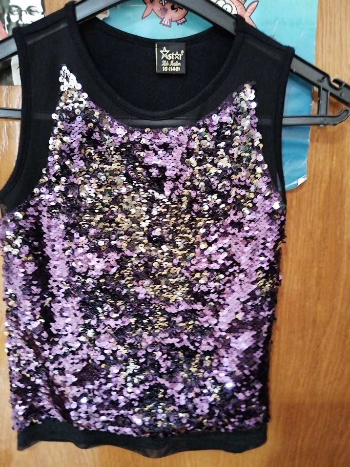 Mor Payetli Kolsuz Kız Yeleği - Görsel 3