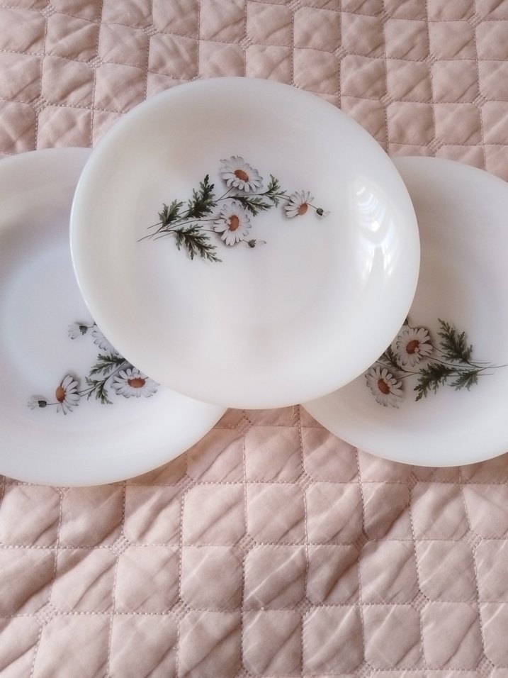 Pastel Çiçek Desenli Beyaz Tabak Seti - Görsel 2