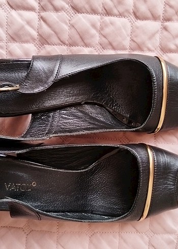 Klasik hakiki Siyah Deri Topuklu Kadın Ayakkabı - Görsel 6