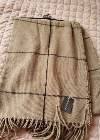 Bej Püsküllü unisex Şal çift kat - Görsel 2