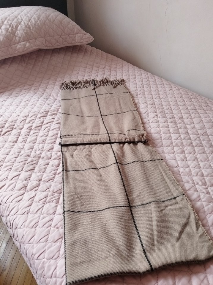 Bej Püsküllü unisex Şal çift kat - Görsel 3