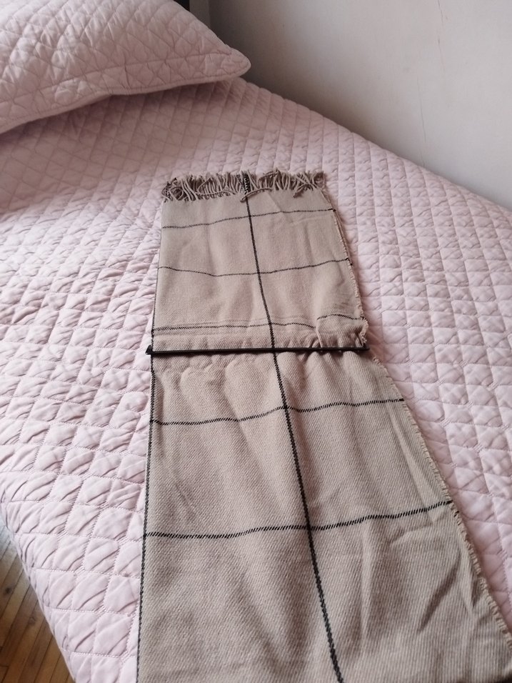 Bej Püsküllü unisex Şal çift kat - Görsel 4