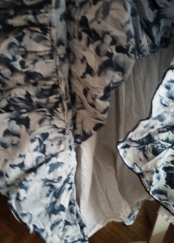 Kız Çocuk Mavi Gri Bağlama Desenli Salaş Elbise - Görsel 3