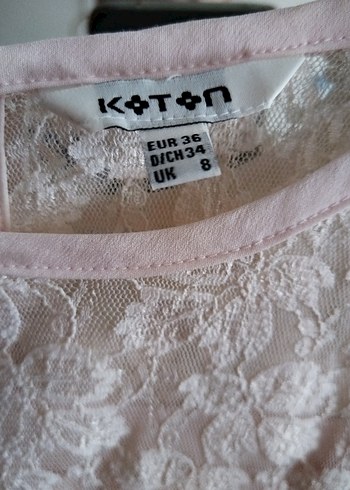 Dantel Detaylı Pembe Kısa Kollu Bluz - Görsel 3