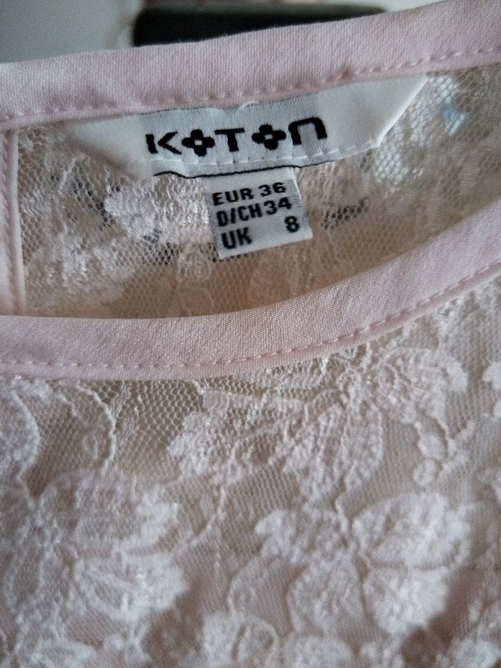 Dantel Detaylı Pembe Kısa Kollu Bluz - Görsel 3