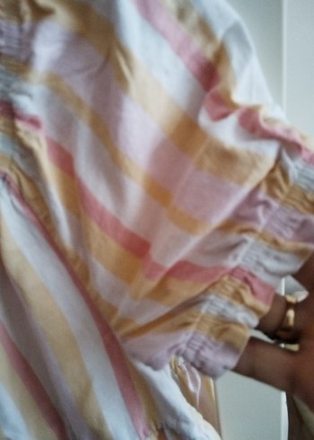 Pembe Çizgili Bohem Kız Elbisesi - Görsel 6