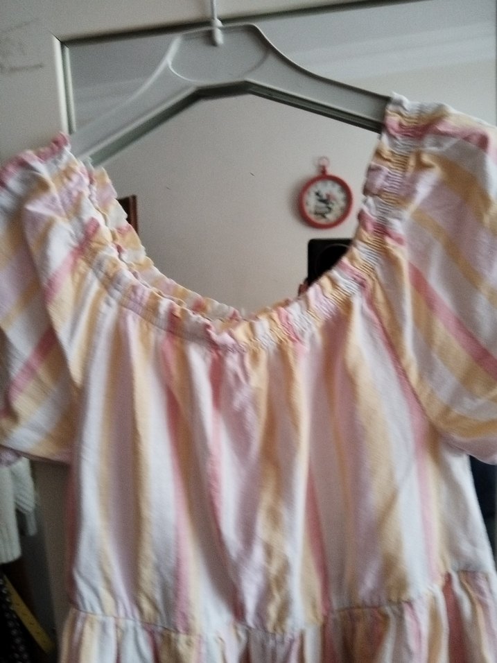 Pembe Çizgili Bohem Kız Elbisesi - Görsel 3