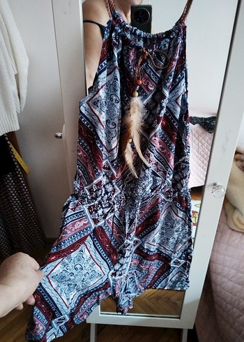 Bohem Çok Renkli Kısa Tulum Püsküllü - Görsel 2