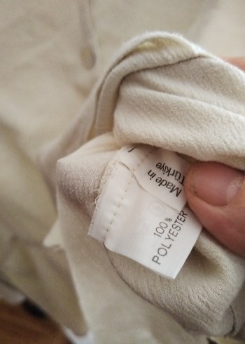 Kadın Beyaz Keten Düğmeli Gömlek - Görsel 3