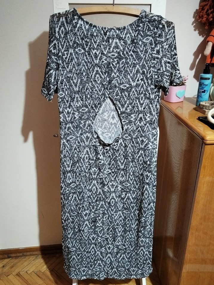 Gri Bohem V Yaka Midi Elbise - Görsel 2