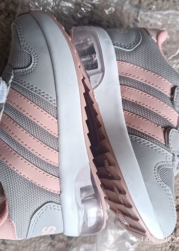 Kız Çocuk Gri Adidas Spor Ayakkabı Velcro - Görsel 4