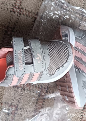 Kız Çocuk Gri Adidas Spor Ayakkabı Velcro - Görsel 5