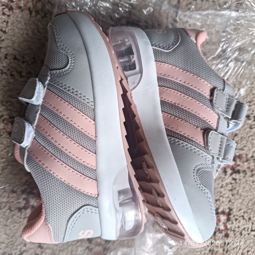 Kız Çocuk Gri Adidas Spor Ayakkabı Velcro - Görsel 4
