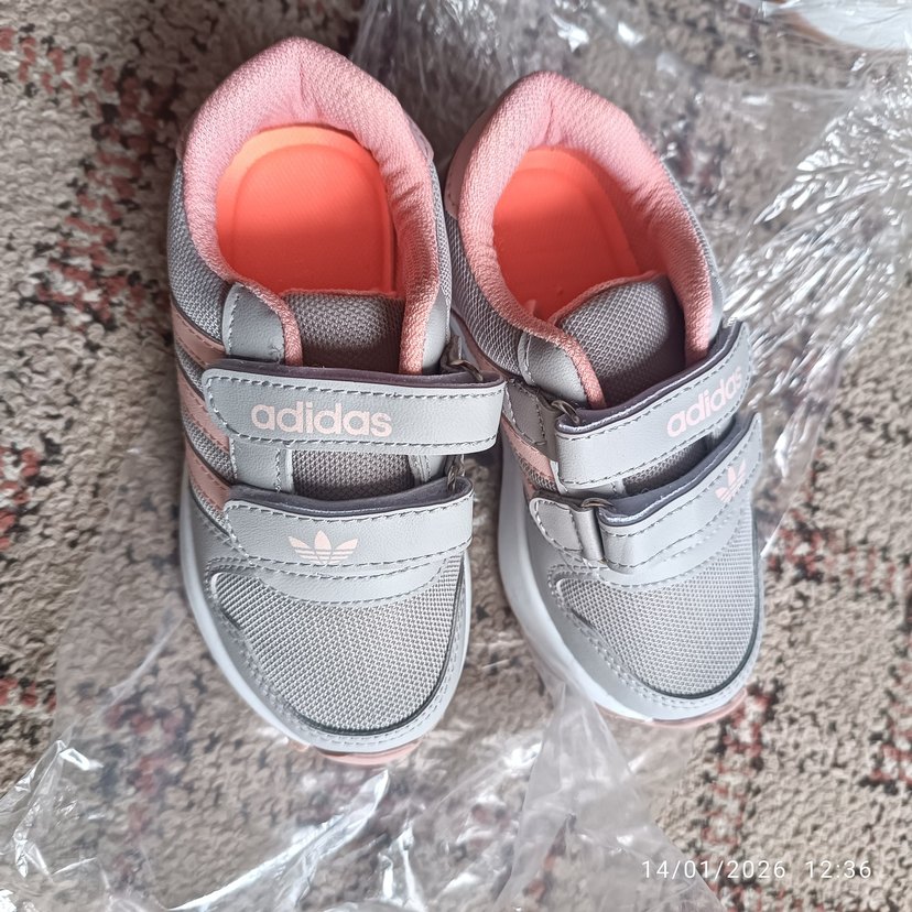 Kız Çocuk Gri Adidas Spor Ayakkabı Velcro - Görsel 2