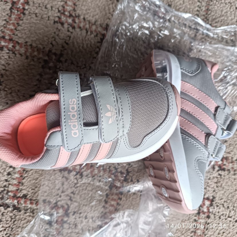 Kız Çocuk Gri Adidas Spor Ayakkabı Velcro - Görsel 5