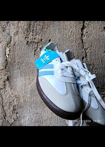 Beyaz Mavi Şeritli Samba Sneakers - Görsel 2