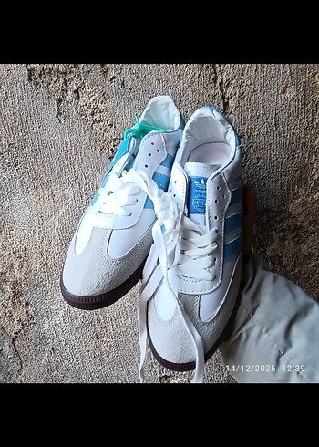 Beyaz Mavi Şeritli Samba Sneakers - Görsel 3