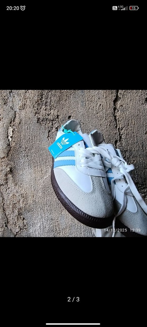 Beyaz Mavi Şeritli Samba Sneakers - Görsel 2