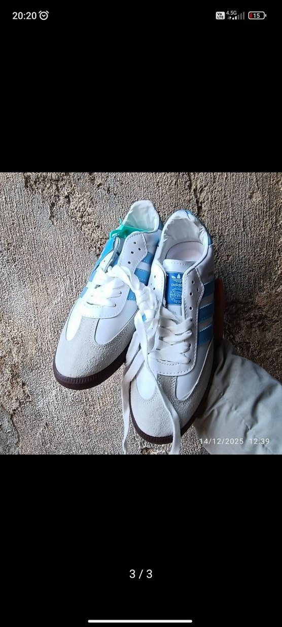 Beyaz Mavi Şeritli Samba Sneakers - Görsel 3