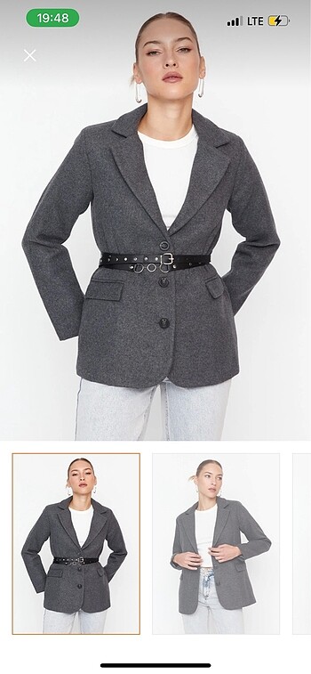 Gri astarlı dokuma blazer