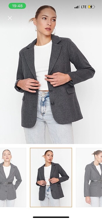 Trendyol & Milla Gri astarlı dokuma blazer