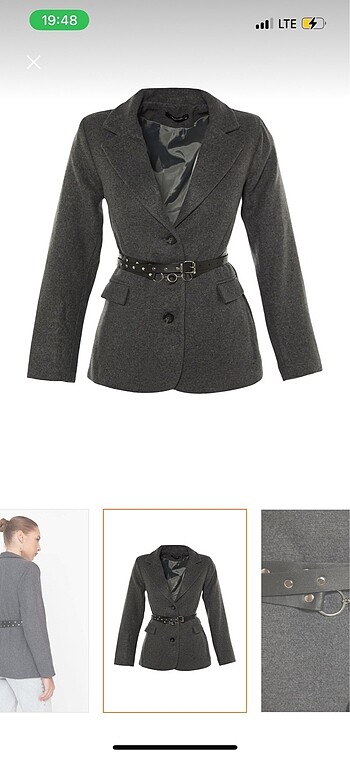 l Beden Gri astarlı dokuma blazer