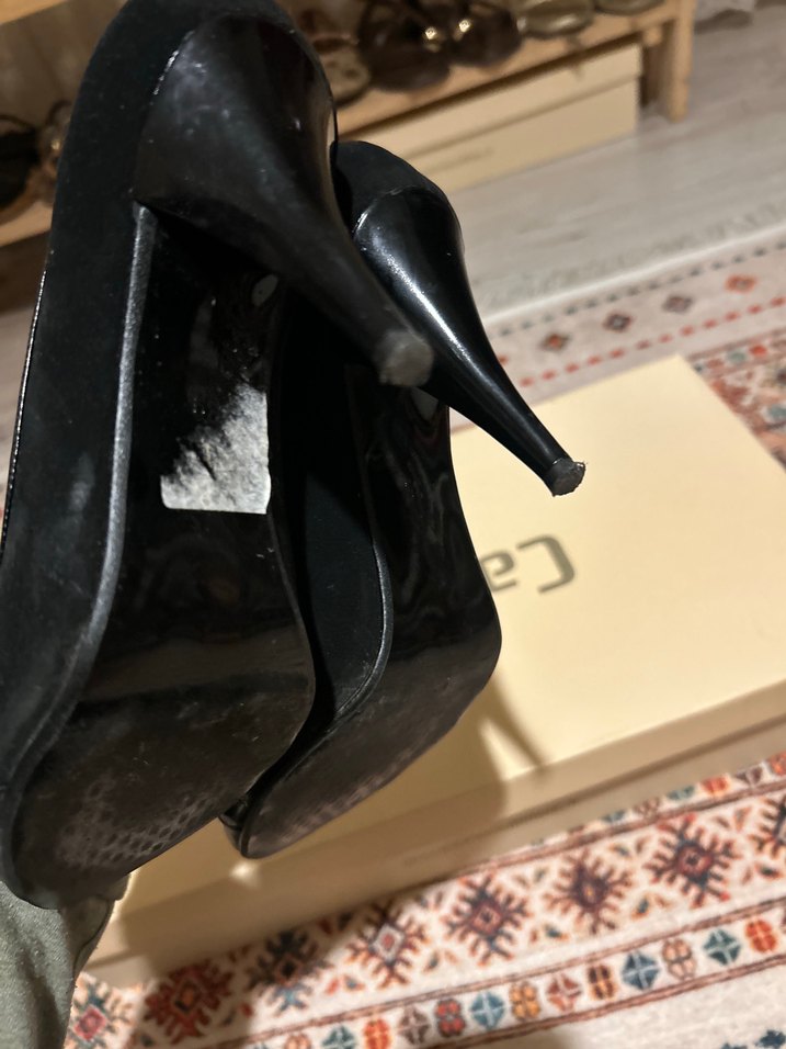 Siyah Pileli Stiletto Topuklu Kadın Ayakkabı - Görsel 5