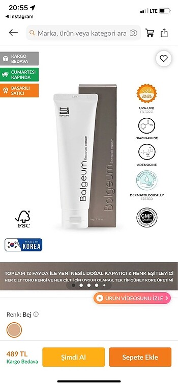 Balgeum kore kozmetik ton eşitleyici