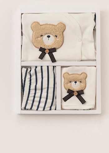 Bebek Erkek Beyaz Nakışlı Hastane Kıyafeti - Görsel 2