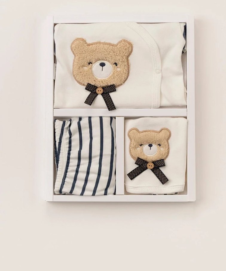 Bebek Erkek Beyaz Nakışlı Hastane Kıyafeti - Görsel 2