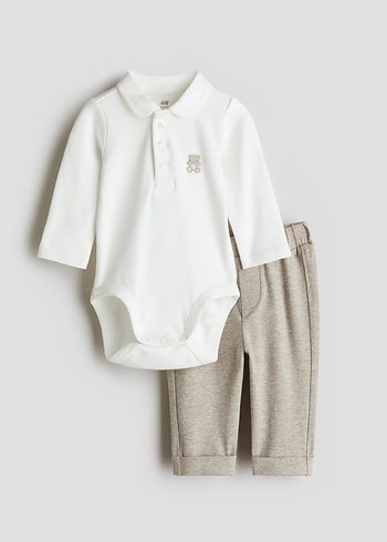 H&M H&M Beyaz Erkek Bebek Pamuklu Takım