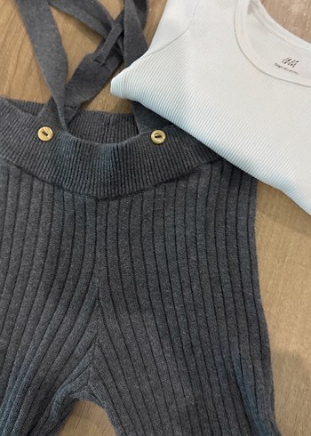 3 Ay Beden gri Renk H&M Gri Triko Askılı Erkek Bebek Takımı