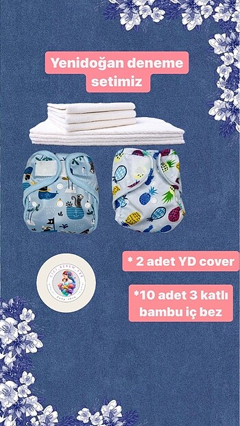 Yenidoğan yıkanabilir bebek bezi cover seti