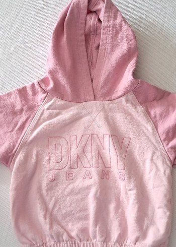 DKNY Jeans Pembe Kapusonlu Cocuk Sweatshirt