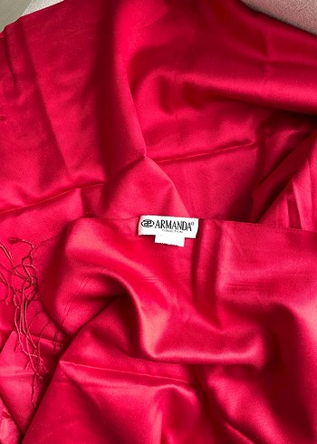 Kırmızı ipek şal armanda - Görsel 2