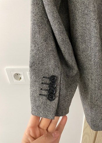 Gri Erkek Ceket, Düğmeli, Normal Boy - Görsel 2