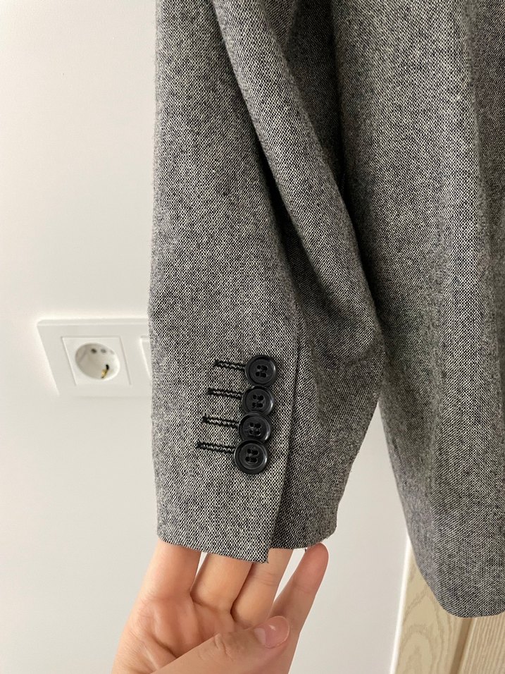 Gri Erkek Ceket, Düğmeli, Normal Boy - Görsel 2