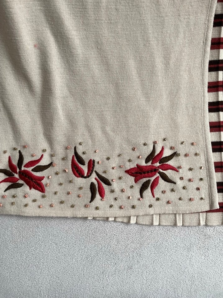 Nakışlı Pilili Bohem Midi Triko Etek - Görsel 3