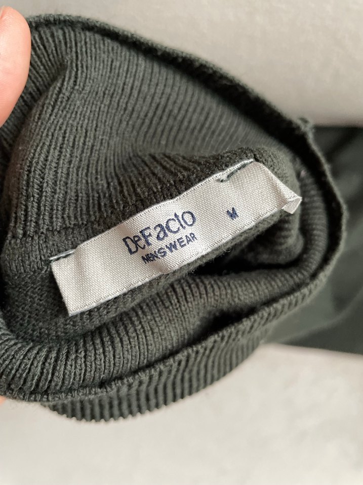 Haki Boğazlı erkek Kazak - Görsel 4