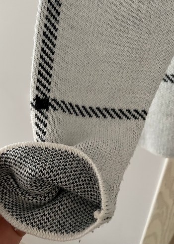 Gri Kareli Uzun Kollu Kadın Kazak - Görsel 3